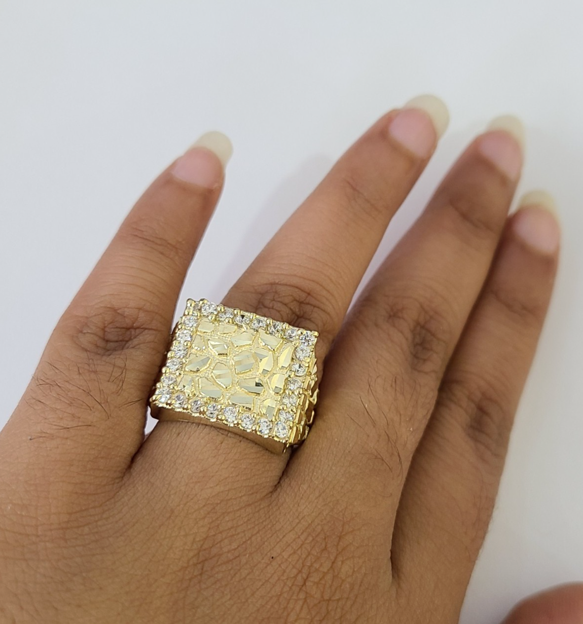 Real 10k Nugget Ring Yellow Gold Women Men Genuine 10Kt
