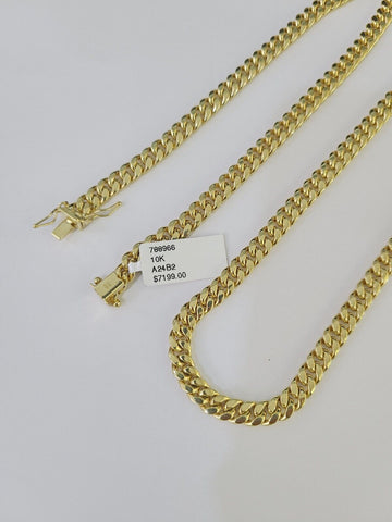 10k Miami Cuban Link Chain Yellow Gold 6mm Necklace 18-28 Inches Real