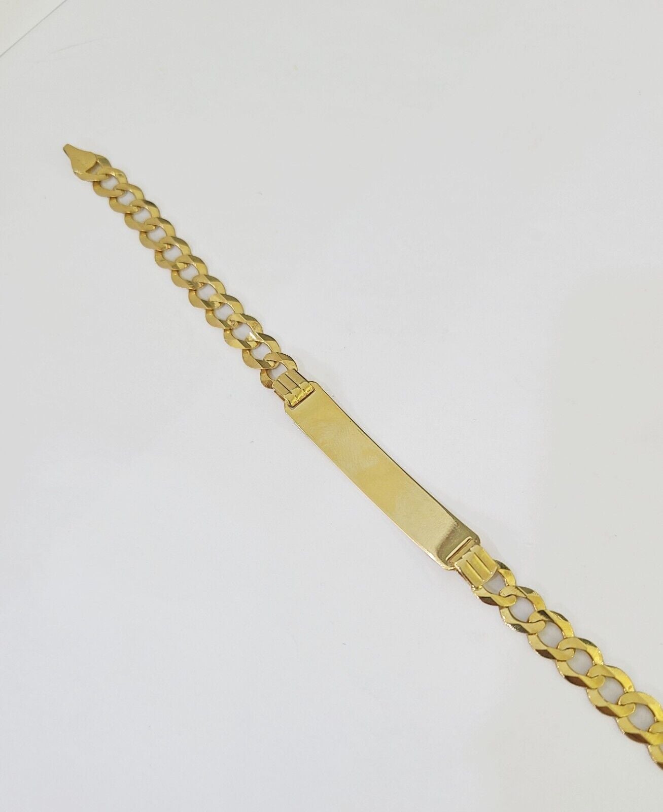 10k Yellow Gold Cuban Link ID Bracelet 8" 7mm Lobster Clasp Real 10Kt