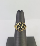 Real 10k Hearts Ring Band Wedding Engagement Casual Women Yellow Gold