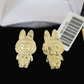 10k Gold Cartoon Monster Earrings Push Back Real 10kt Gold Studs Unisex