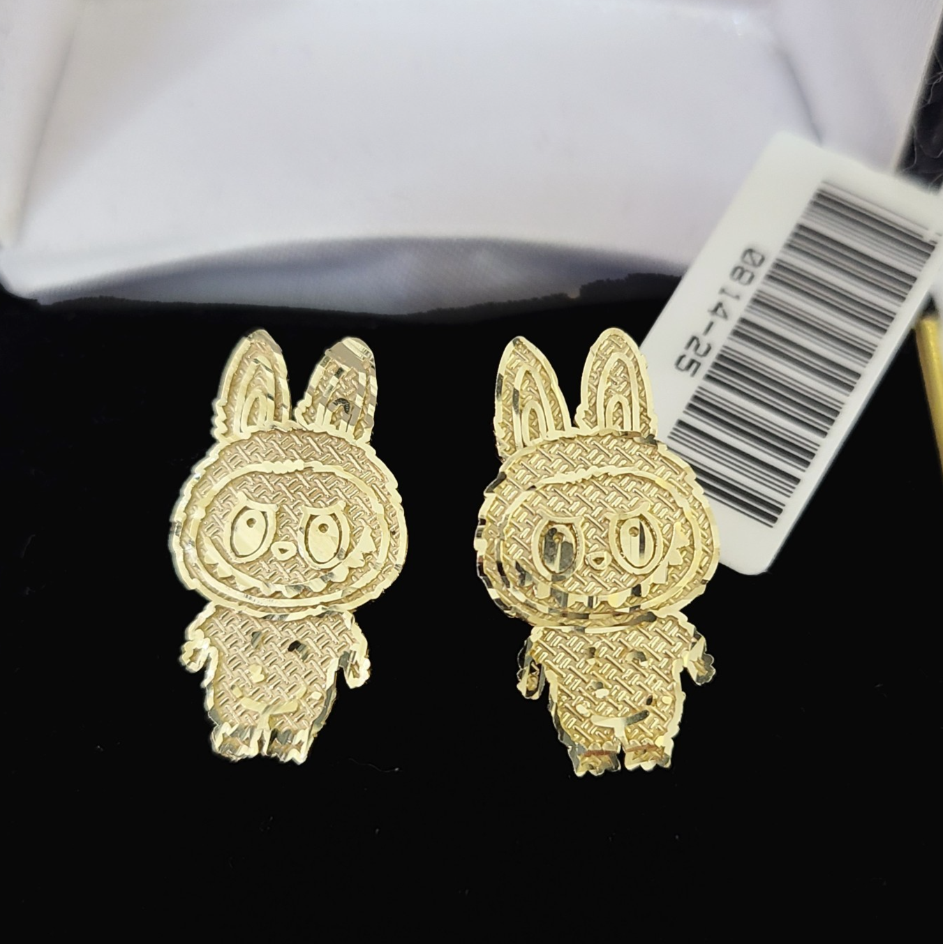 10k Gold Cartoon Monster Earrings Push Back Real 10kt Gold Studs Unisex