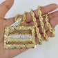 Real 14k Solid Rope Chain Last Supper Charm Set 6mm 18"-30" Necklace Gold