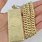 10K Miami Cuban Link Chain 100 Dollar Bill Pendent Charm 8mm 20"-30" Necklace