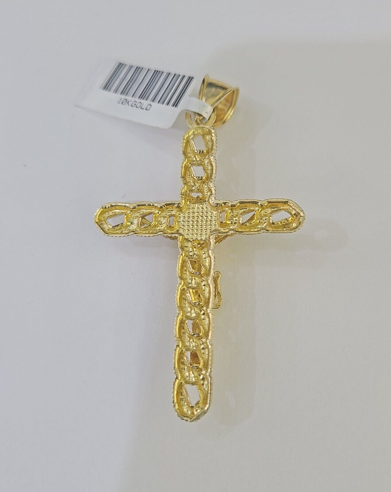 10k Gold Byzantine Box Necklace Jesus Cross Charm 18"-26" SET Yellow Real