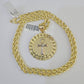 10k Solid Rope Chain Ankh Cross Charm Set 4mm 20"-28" Necklace Gold Yellow