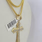 10K Gold Franco Chain Jesus Cross Charm Pendant 20-26 inches 2.5mm REAL Yellow