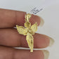 10K Solid Franco Chain Praying Angel Pendant Charm Necklace 18"-24" 1mm Gold