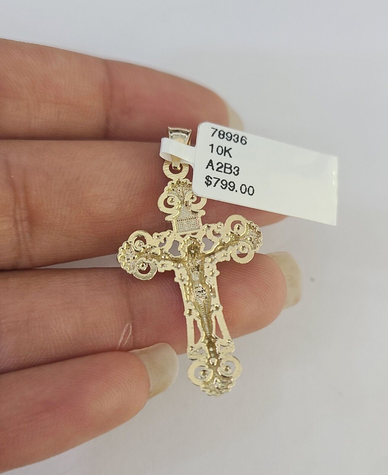 10K Gold Miami Cuban Chain Jesus Cross Charm 18"-30" 3mm REAL Pendant