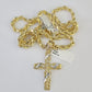 Real 10k Rope Chain Jesus Cross Charm Necklace Pendant Set 5mm 20"-30" Inch Gold