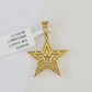 10K Real Diamond Star Emoji Charm 1.25 Inch Emoji Pendant 10kt Yellow Gold