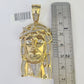 Real 10K Diamond Jesus Head Charm Yellow Gold Pendant Genuine Real