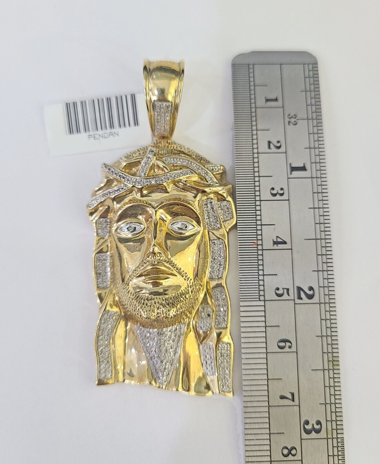 Real 10K Diamond Jesus Head Charm Yellow Gold Pendant Genuine Real