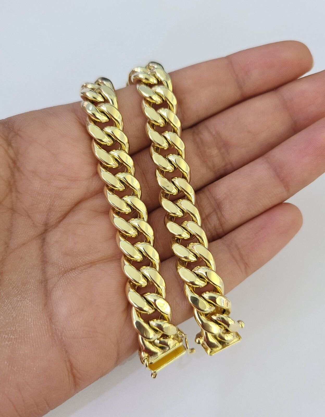 Real 10k Miami Cuban Link Bracelet Gold 10mm 8" Box Lock 10kt Yellow Gold
