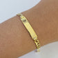 REAL 10K Gold ID Bracelet Kids Baby Diamond Cuts Cuban Curb Link