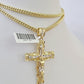 10K Franco Chain Jesus Cross Pendant Charm Necklace 20"-26" 3mm Gold Yellow SET