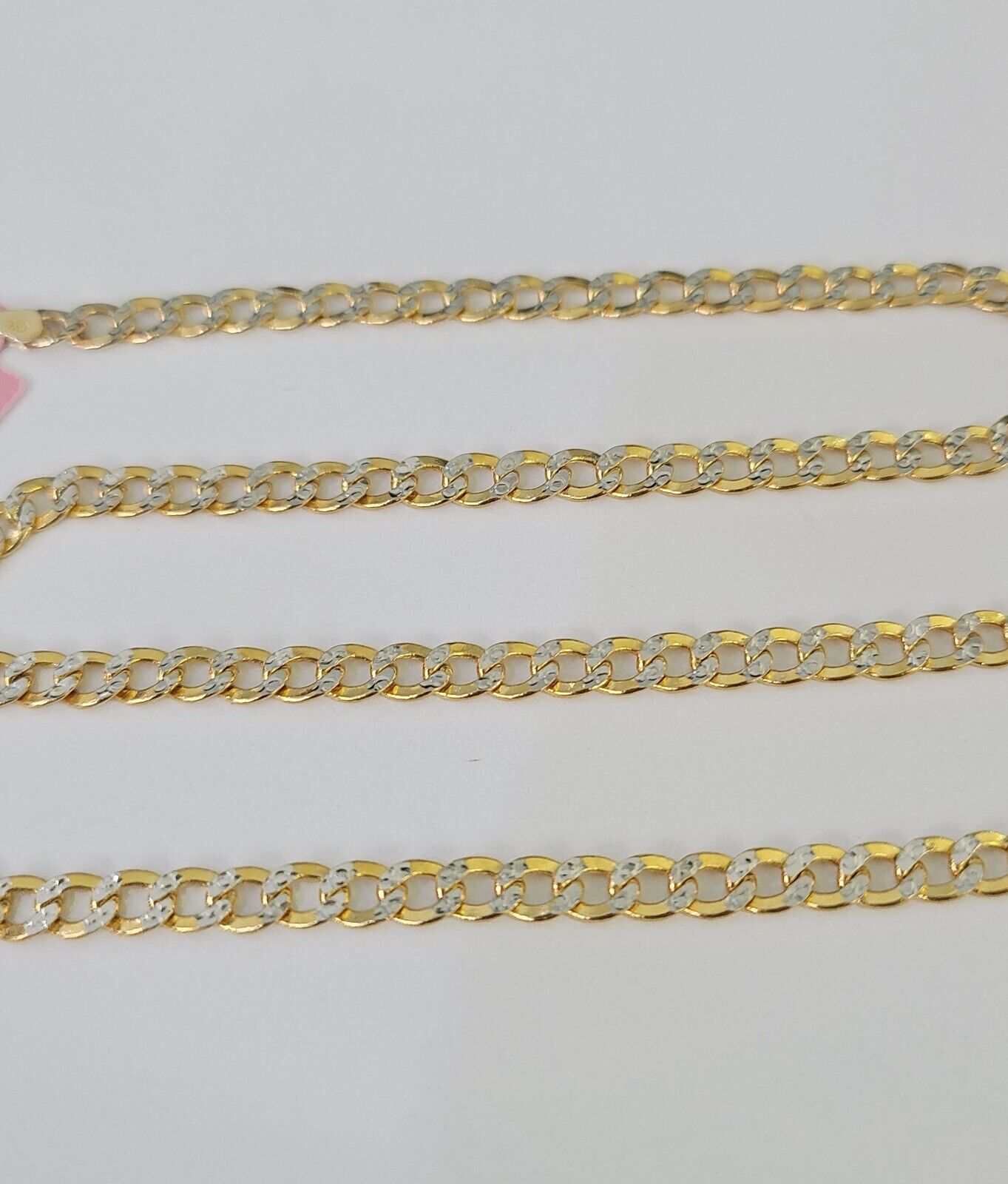 REAL 14k Cuban Curb Link Necklace Chain 4mm 16 inches Diamond Cuts 14kt