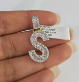 10k Yellow Gold Diamond S Charm Pendant Initial Alphabet Letter Real Genuine