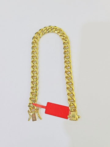 Real 10k Gold Bracelet 8mm Miami Cuban Link 9" Box Lock 10kt Yellow Gold