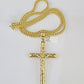 10K Franco Chain INRI Jesus Cross Pendant Charm Necklace 20"-26" 5mm Gold SET