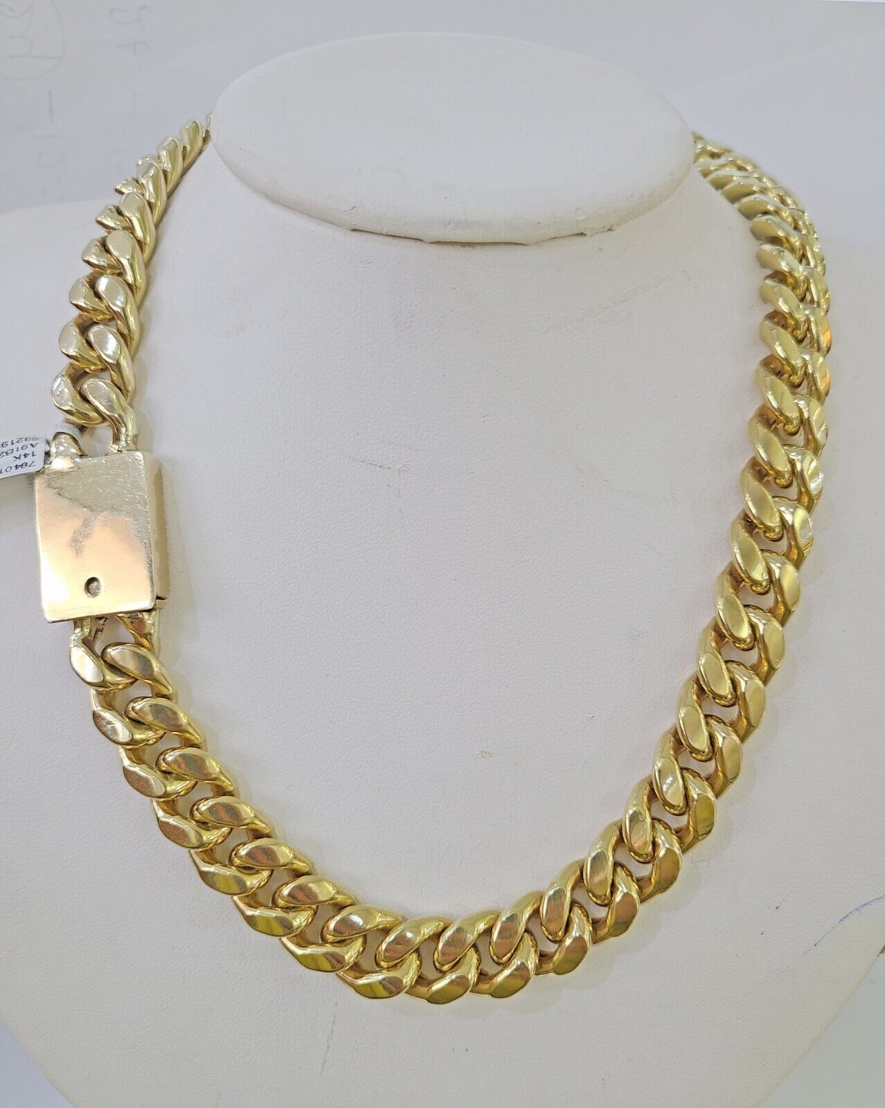 14k Real Miami Cuban Link Chain Chino Lock 20 inches 13mm Genuine Yell ...