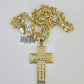 Real 10k Rope Chain Jesus Cross Charm Necklace Pendant Set 5mm 20"-30" Inch Gold