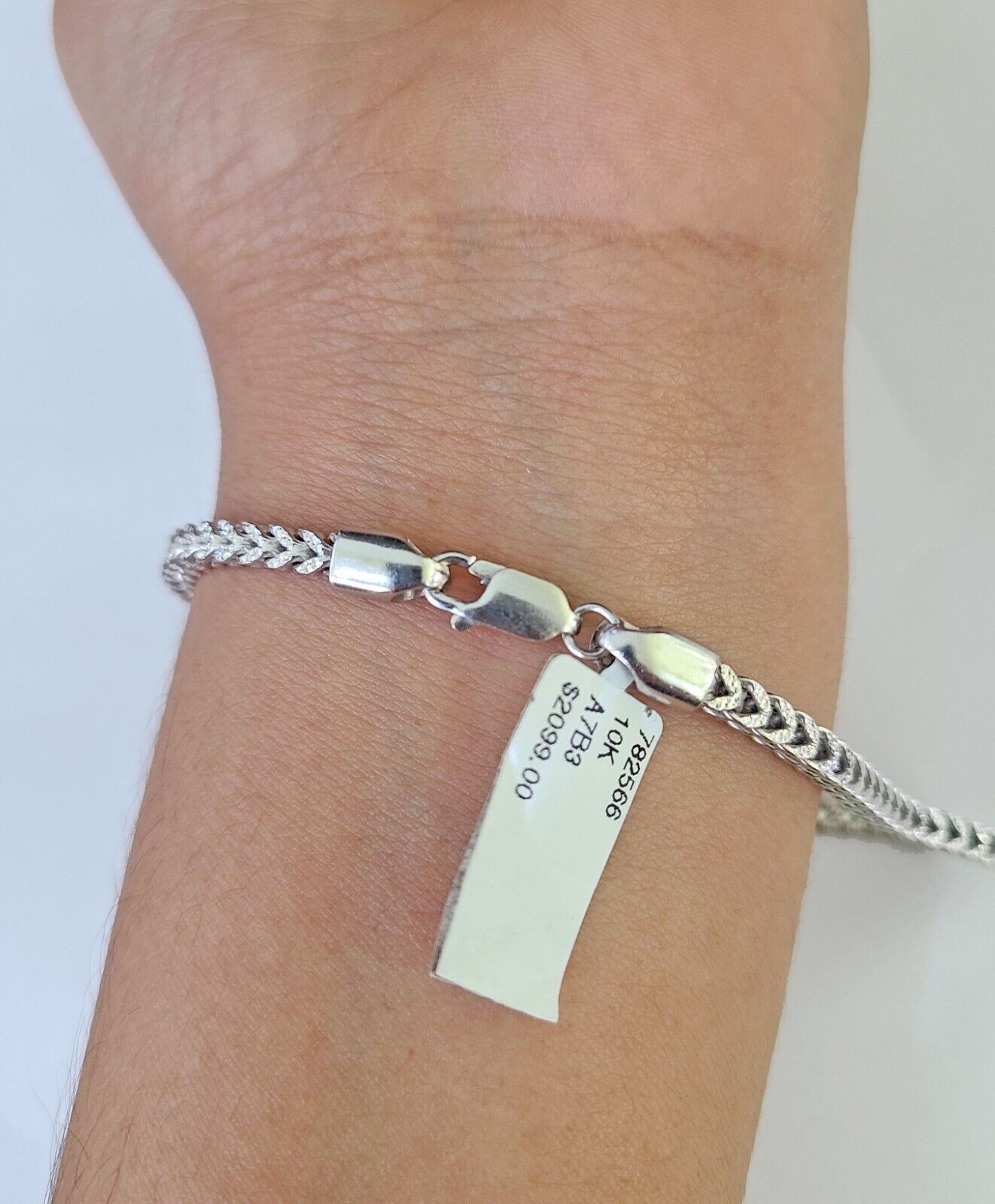 Real 10K Franco Bracelet White Gold 3mm 8.5Inch Lobster Lock Genuine