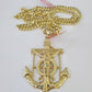 Real 14k Solid Chain Jesus Anchor Charm Set Miami Cuban 6mm Necklace Pendant