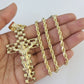 10k Solid Rope Chain Jesus Cross Charm Set 4mm 20"-28" Necklace Gold Yellow