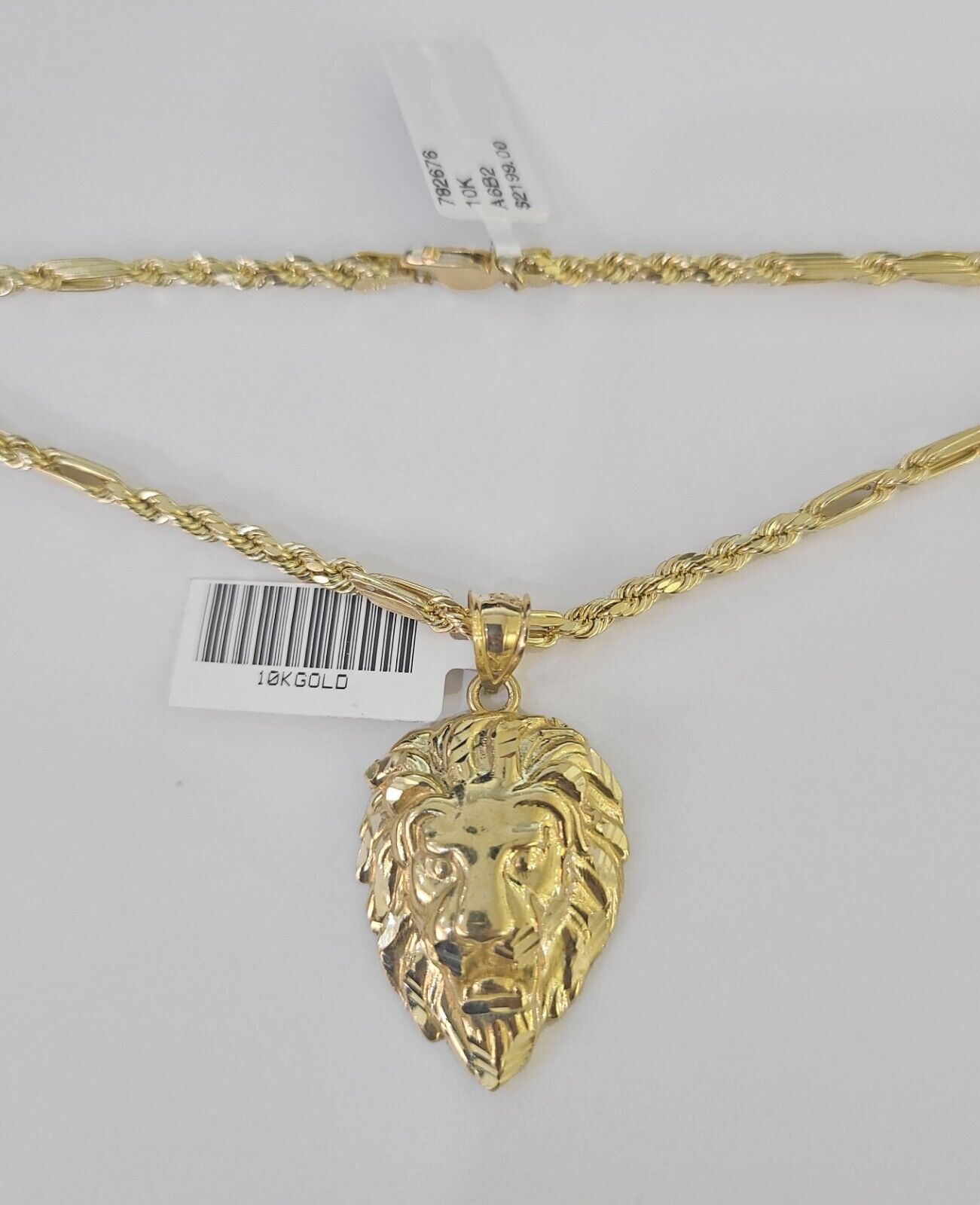 Real 10k Milano Rope Chain Roaring Lion Charm Necklace SET 3mm 18" 20" 22" 24"