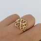 Real 10k Hearts Ring Band Wedding Engagement Casual Women Yellow Gold