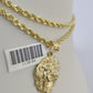 10k Solid Rope Chain 3mm Lion Head Pendant Charm Necklace SET 18-26 in