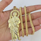 10K Franco Chain Saint Jude Pendant Charm Necklace 20"-28" 4mm Gold SET Yellow