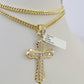 10K Franco Chain Jesus Cross Pendant Charm Necklace 20"-26" 3mm Gold Yellow SET