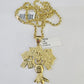 Real 10k Solid Rope Chain Money Tree Charm Set 3mm 20"-30" Inch Necklace Gold