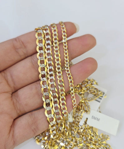 10k Gold Cuban Curb Necklace Chain 3mm-6mm 18-28 Inches 10kt Yellow Diamond Cuts