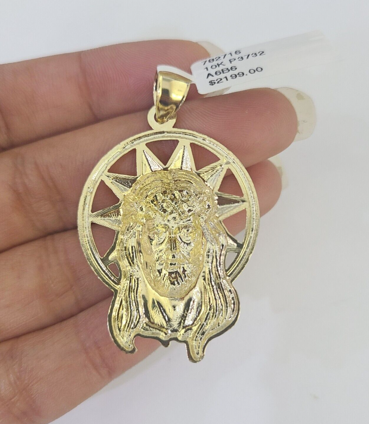 Real 10K Jesus Head Pendant Charm Yellow Gold Genuine 1.5"-2"