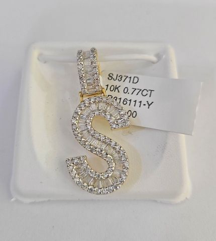 10k Yellow Gold Diamond S Charm Pendant Initial Alphabet Letter Real Genuine