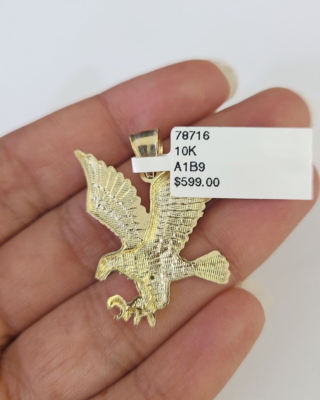 10K Solid Franco Chain Eagle Pendant Charm Necklace 18"-24" 1.5mm Yellow Gold