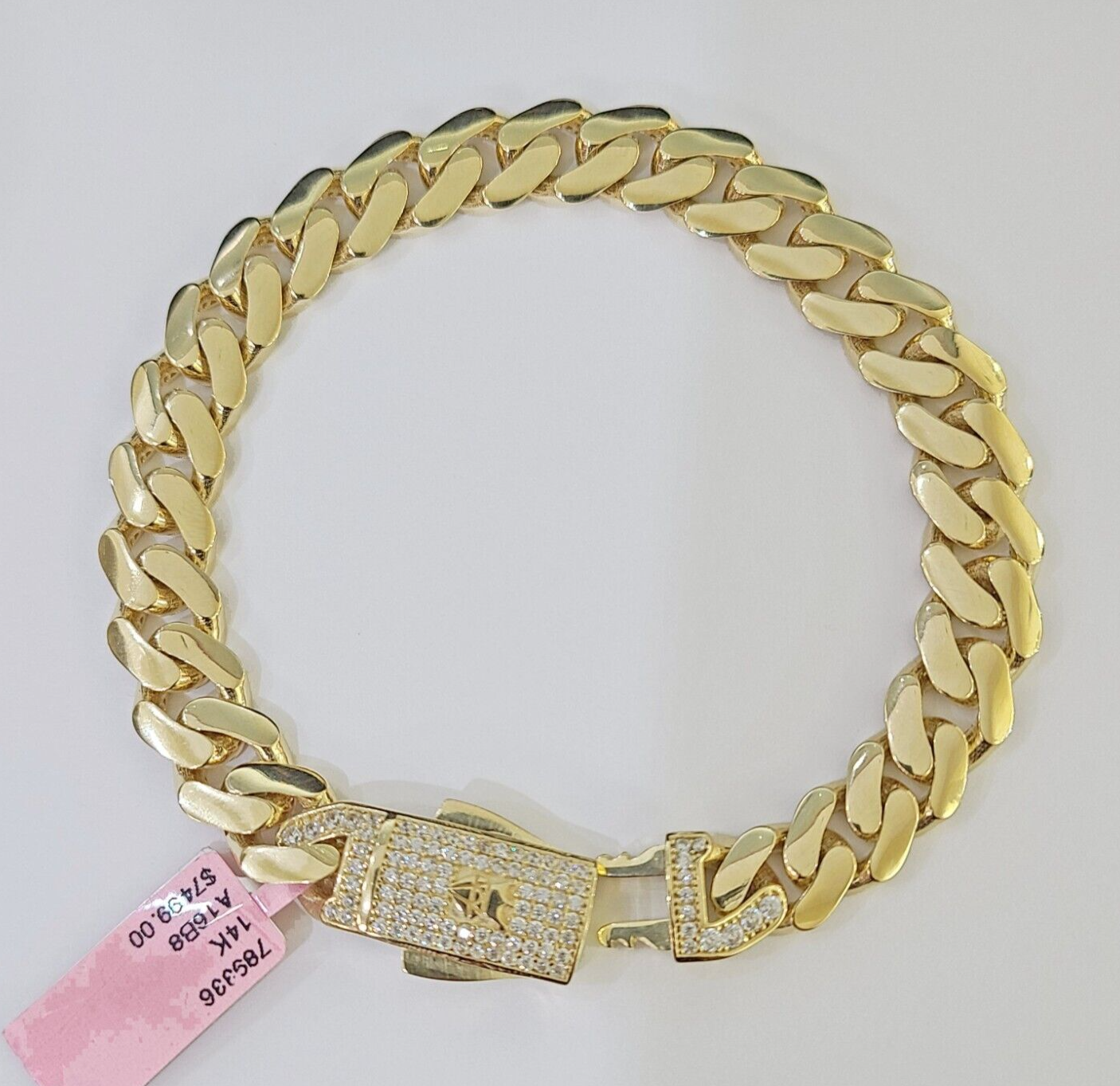 14K Yellow Gold Royal Monaco Cuban Bracelet 10mm 8.5 inches Box Lock