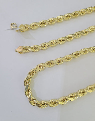 Real 10k Rope Chain Yellow Gold Necklace 8mm 18-28 Inch Mens 10kt