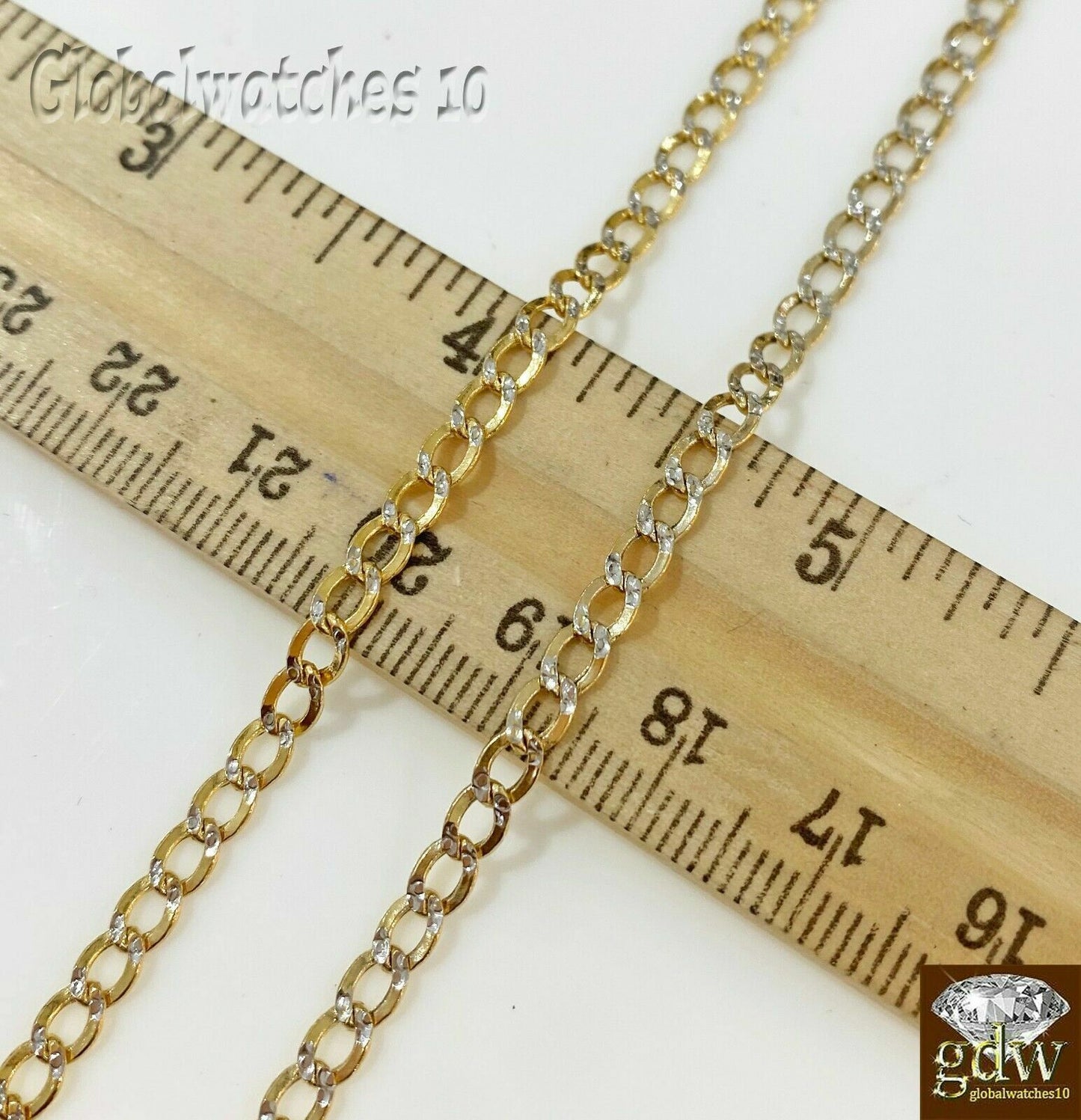 10k Yellow Gold Cuban Link 2mm Chain Diamond Cut Necklace Men Women Real