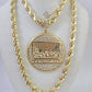 Real 10k Rope Chain Last Supper Charm Set 7mm 20"-28" Inch Necklace Yellow Gold