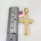 Real 14k Solid Rope Chain Jesus Cross Charm Gold Set 4mm 18"-30" Necklace