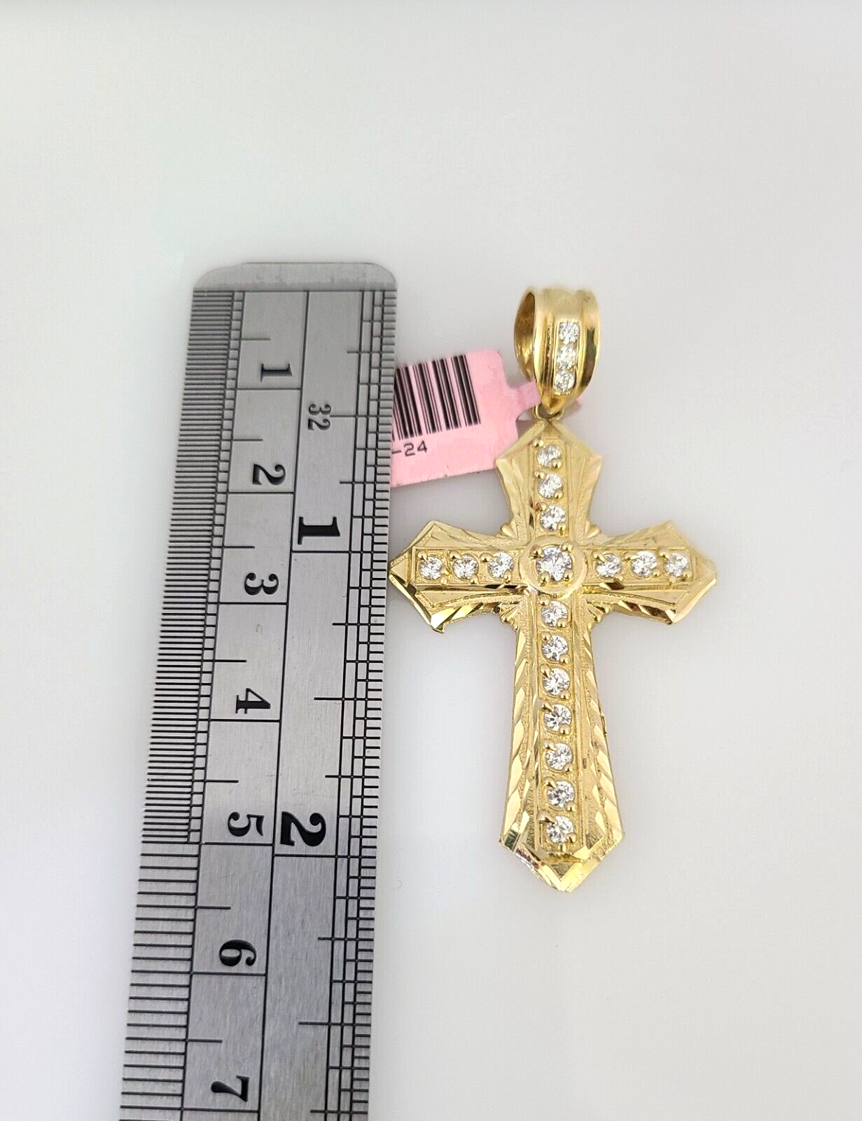 Real 14k Solid Rope Chain Jesus Cross Charm Gold Set 4mm 18"-30" Necklace