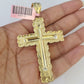 14k Figaro Chain Jesus Cross Charm Pendant Gold 7mm 20-30 inch SET Necklace