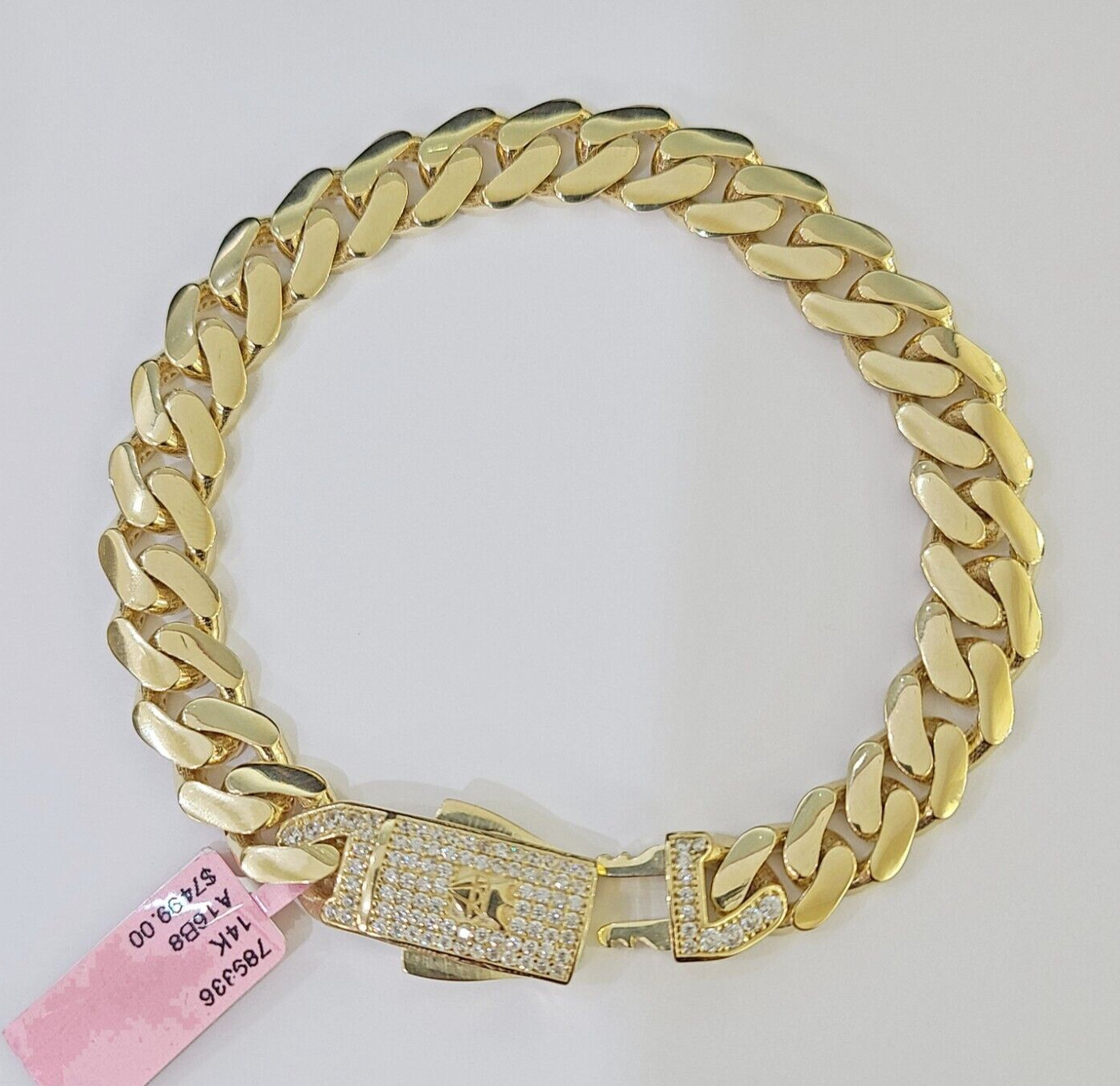 14K Yellow Gold Royal Monaco Cuban Bracelet 10mm 8.5 inches Boxend Lock