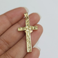 10k Gold Chain Miami Cuban Jesus Cross Charm Pendant Set 4mm 18"28" Necklace