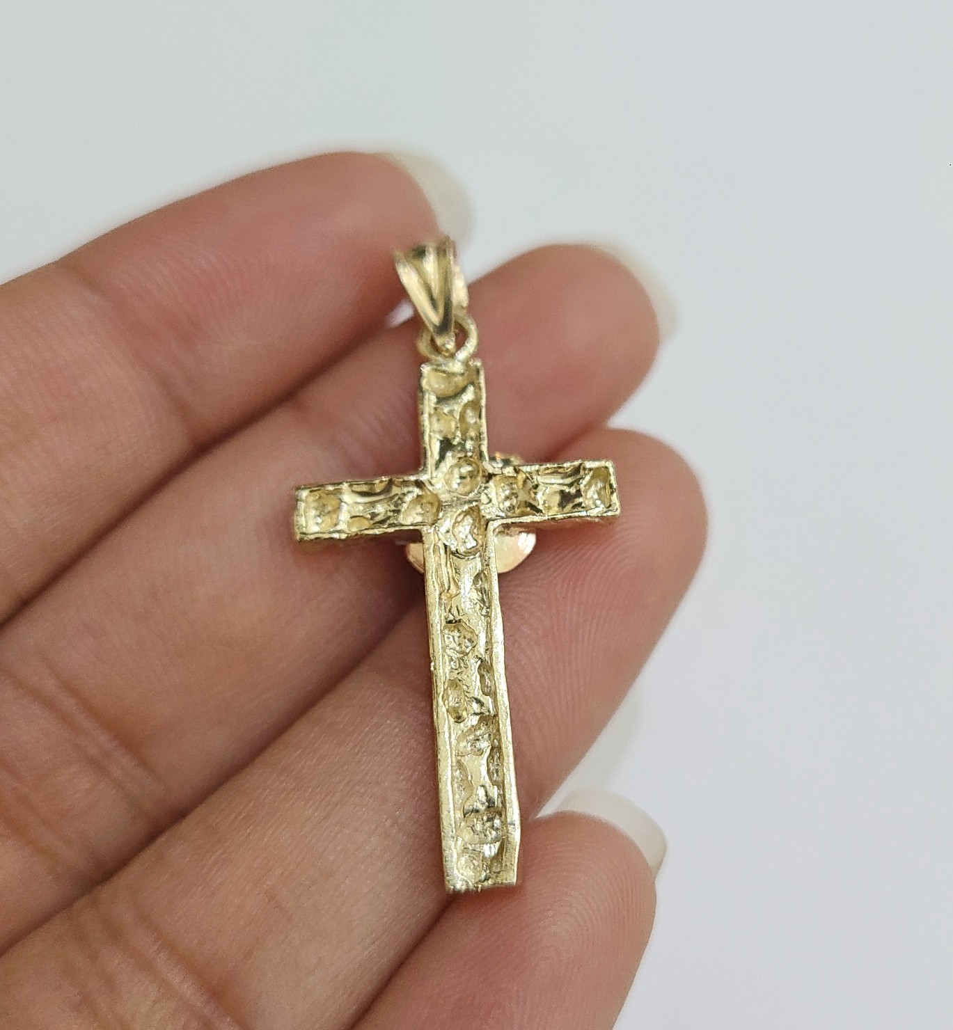 10k Gold Chain Miami Cuban Jesus Cross Charm Pendant Set 4mm 18"28" Necklace