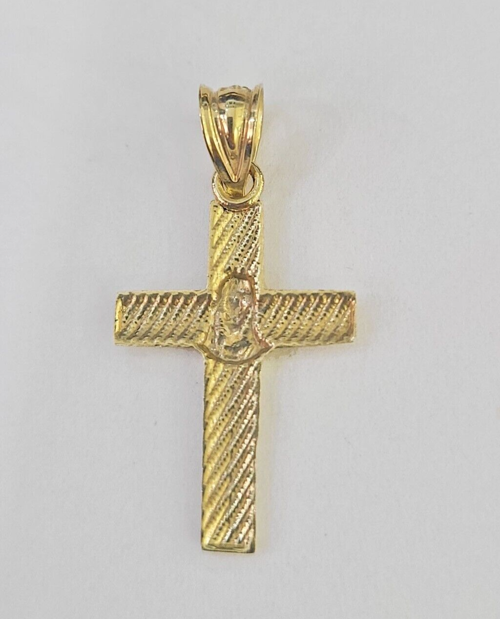 Real 10K Jesus Cross Pendant 1" Yellow Gold Charm Genuine